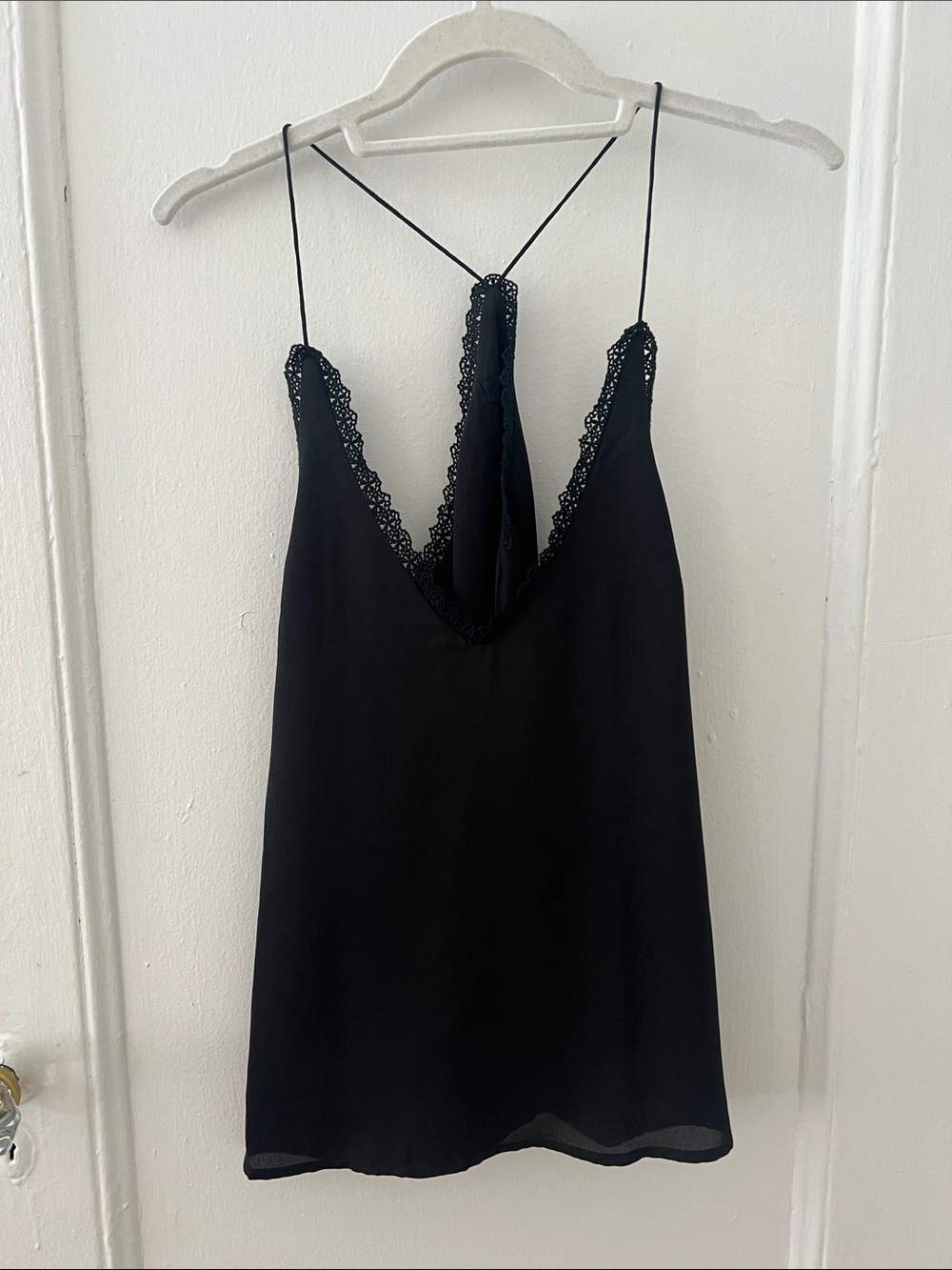 Black Lace-Trim Tank